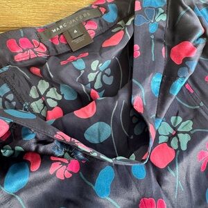 Marc Jacobs Black Blouse with Pink and Blue Floral Pattern